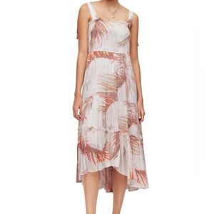 ALLSAINTS Gabi Luar High Low Smocked Tiered Midi Dress resortwear floral US 4